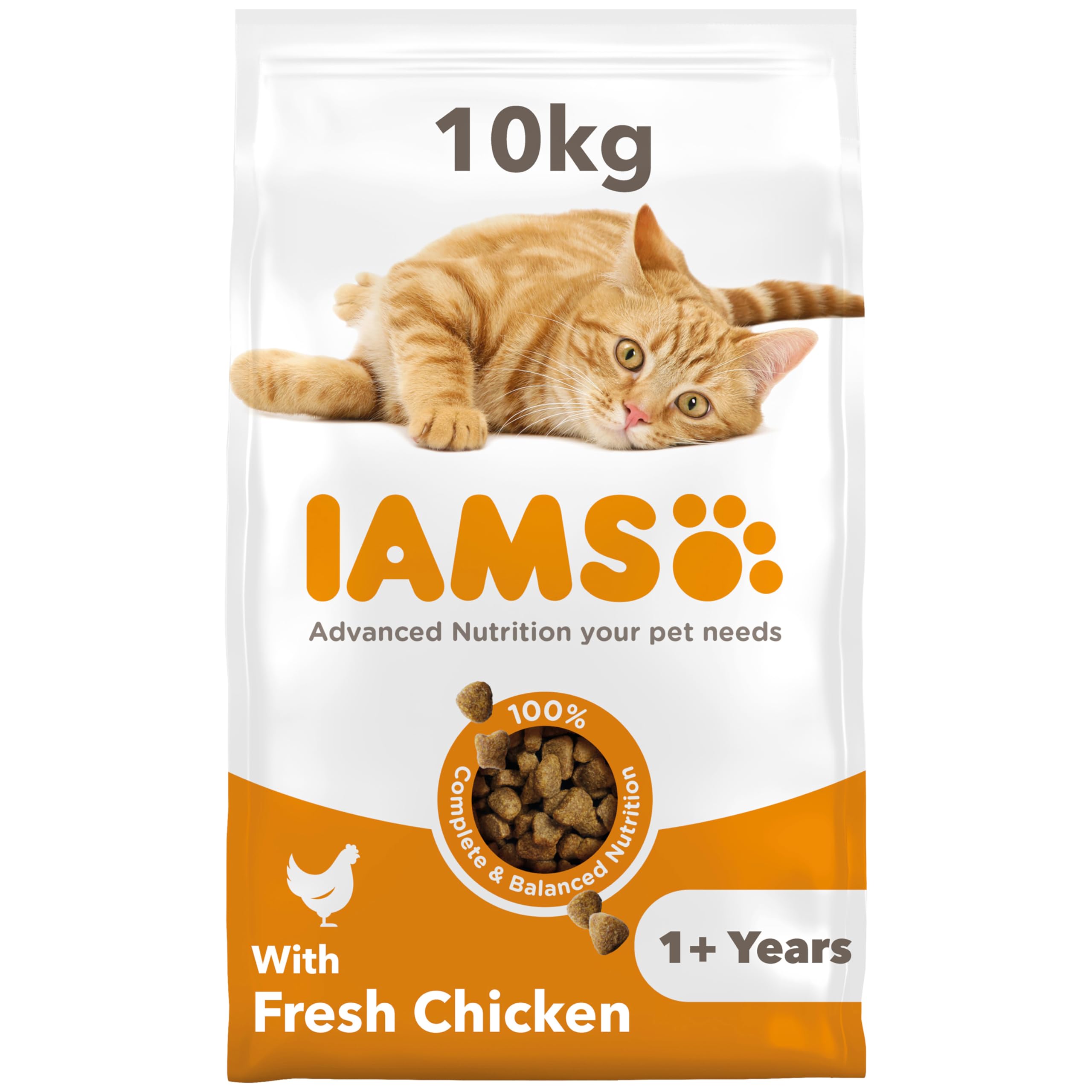 IAMS Adult Complete Dry Cat Food Chicken 10kg - Supports Strong Immune System