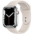 Apple Watch Series 7 (GPS + Cellular, 45MM) Silver Stainless Steel Case with Starlight Sport Band (Renewed)