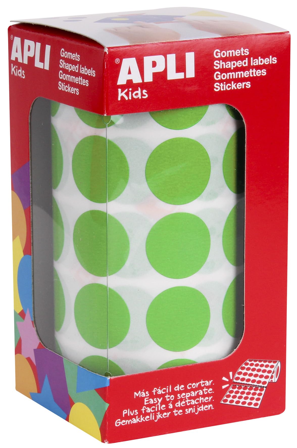 APLI 16724 Round Stickers on a Roll Light Green Dimension: 20 mm