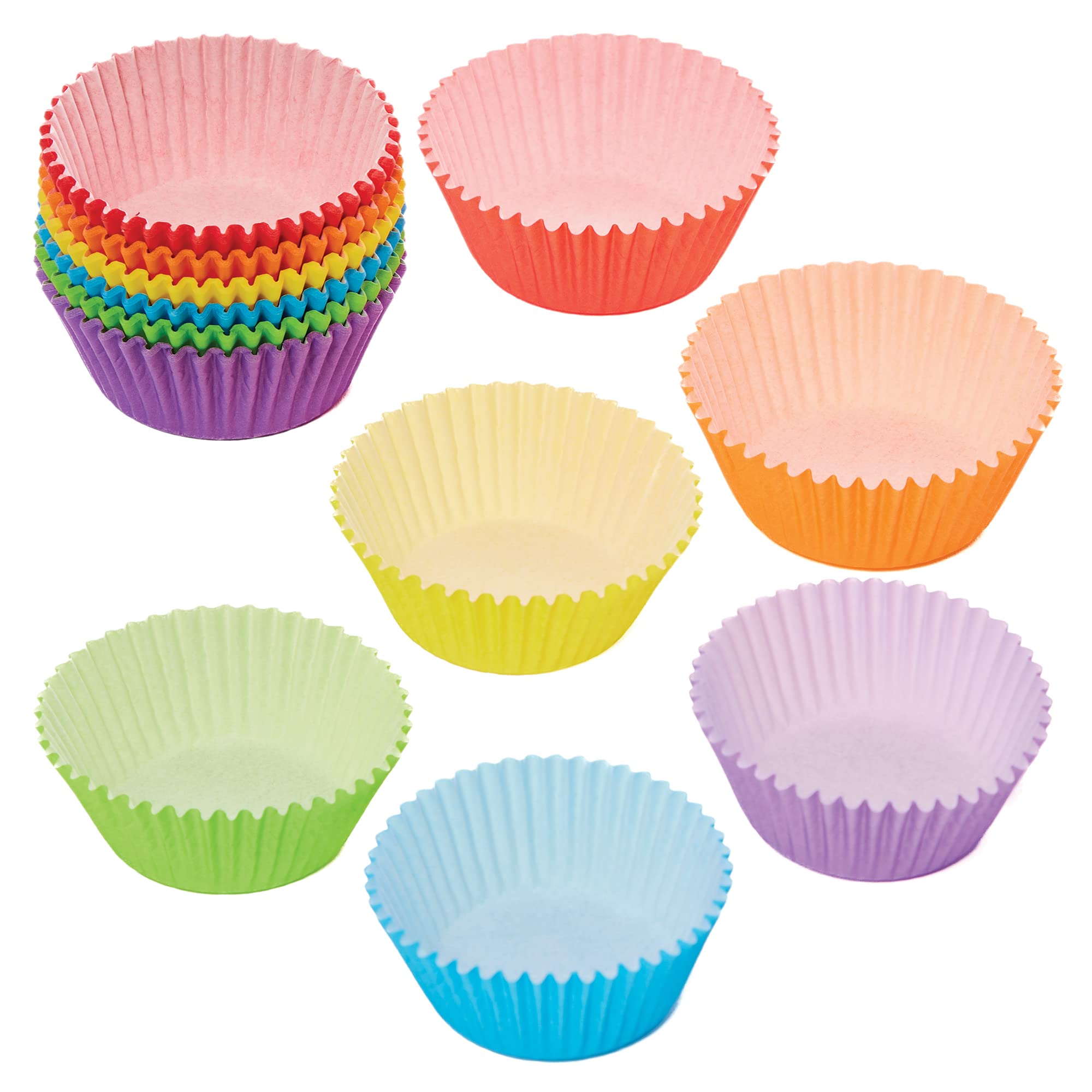 Baker Ross FX764 Rainbow Colours Cupcake Cases - Pack of 102, Baking Essentials for Cupcake Making