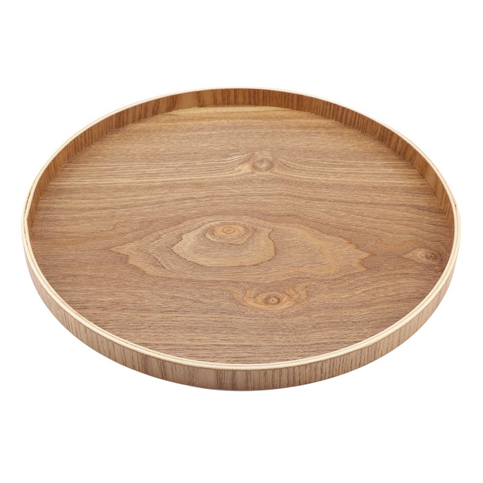Wooden Plate Bamboo Round Serving Tray for Tea Set Dinner Breakfast Fruits Candies Food (33cm)