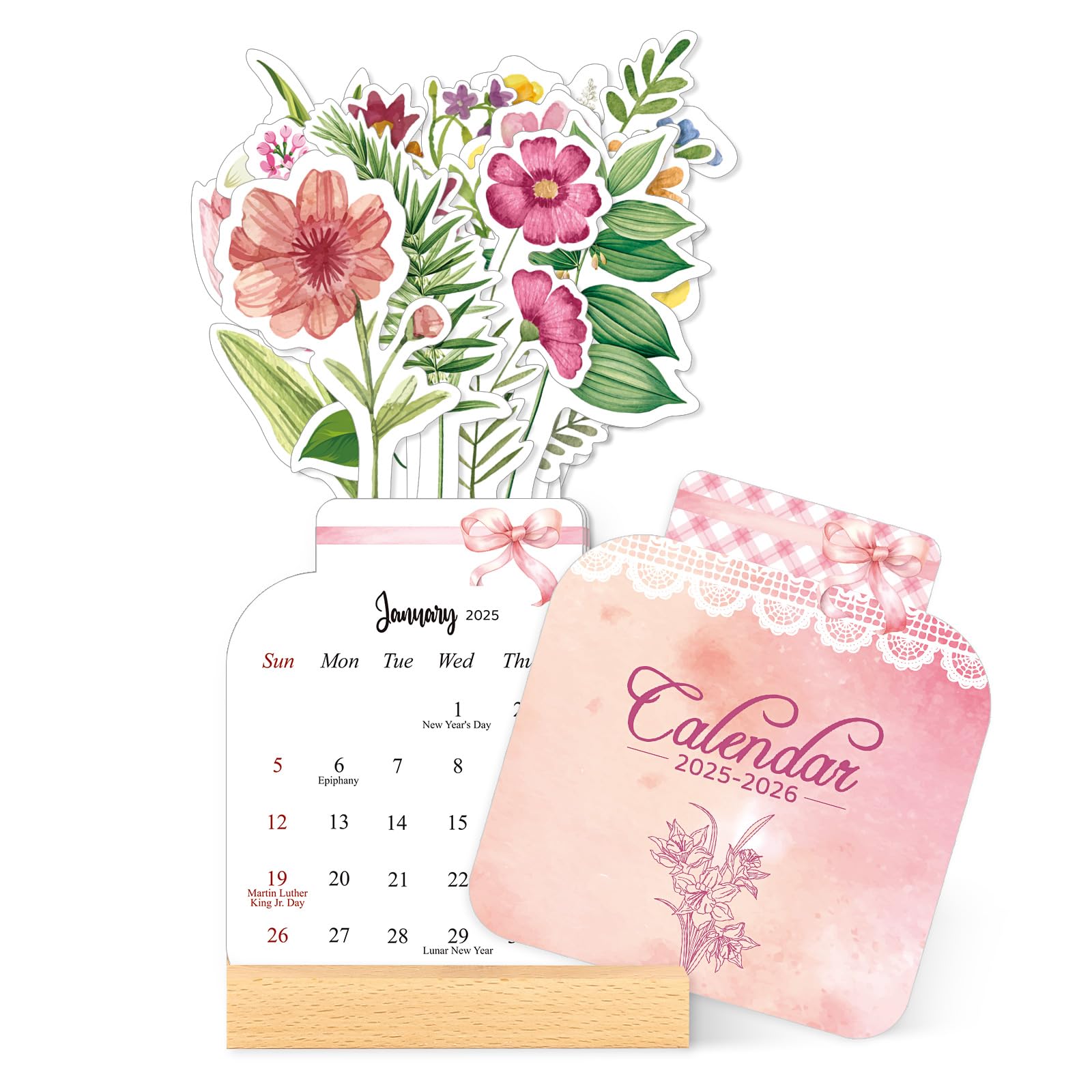 Photo 1 of Zuozee Small Desk Calendar 2025-2026, 24 Months Floral Desktop Calendar - Runs From Janury. 2025 Until Dec. 2026, Mini Standing Flip Decorative Flower Calendar for Home, Office and Desk Accessories