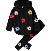 Kxuryueo Toddler Kid Girls Clothes Ribbed Color Block Long Sleeve Hoodie Sweatsuit Set Fall Outfits