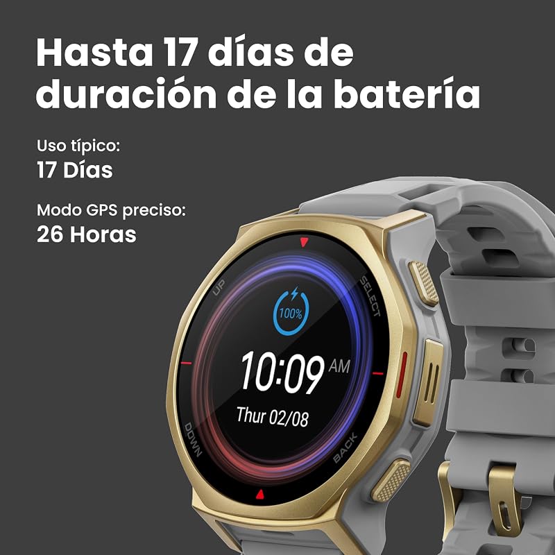 T-Rex 3 Pro Relógio Inteligente para Exterior 44mm – Ecrã de Safira AMOLED, Lanterna, Moldura de Titânio, GPS Dual Band, Mapas Offline, Bateria de 17 Dias, Modos Desportivos 180+, para iPhone Android