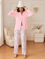 Ekouaer Women's Pajamas Sets Button Down Long