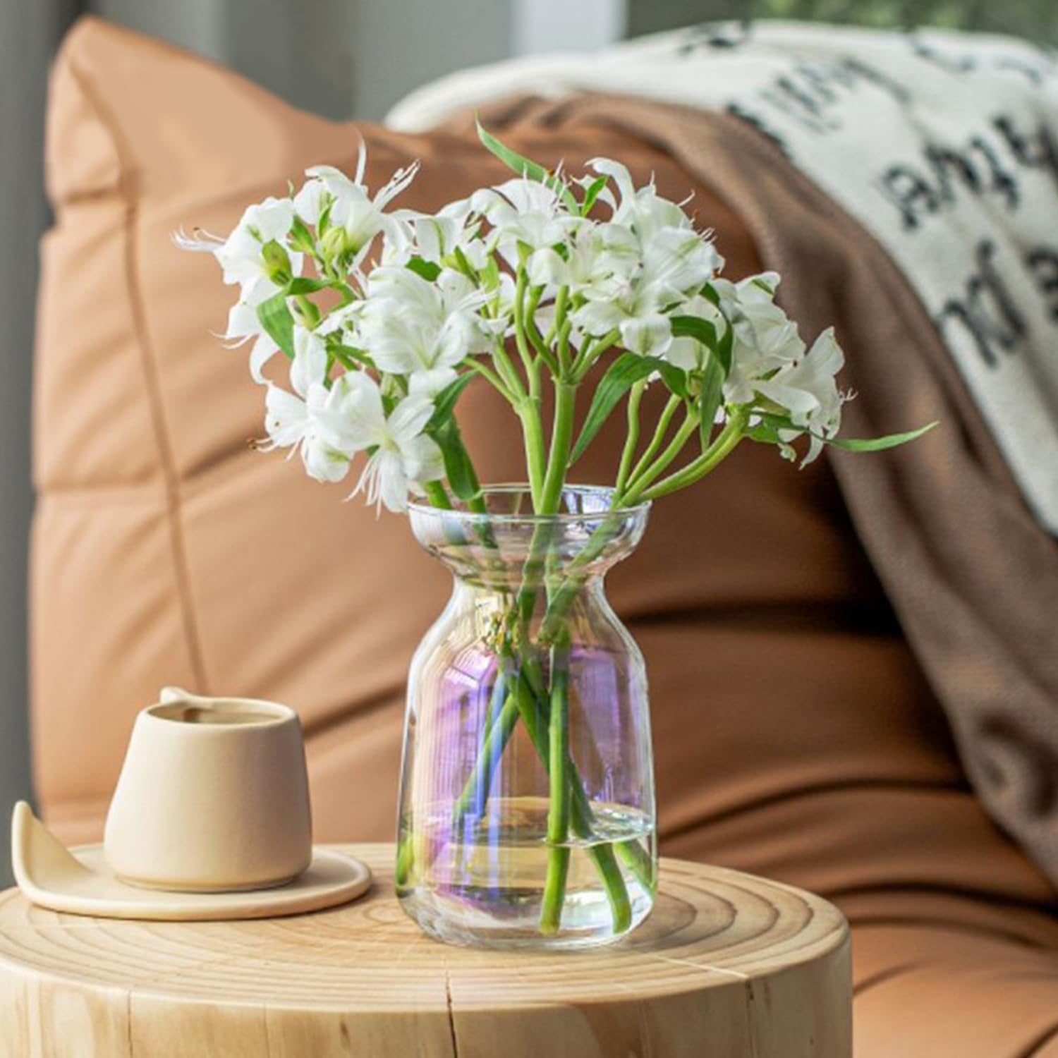 Photo 1 of Gute Glass Vases for Decor, Modern Decorative Flower Vase Centerpieces Table Home Indoor Desk Decor Living Room, Kitchen, Office Wedding or Housewarming Gifts (Iridescent)