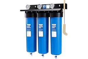 HQUA WF3-01 3-Stage Whole House Water Filtration System, Reduces Heavy Metals (Lead, Mercury, Copper, Nickel, Chromium), Chloramine, Sediment, Odor, and VOC’s