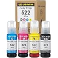 Lucky Bridge LKB 522 T522 Ink Bottles Refill for ET2710 ET-2720 ET-2800 ET-2803 ET-4800 ET-1110 ET-4700 Ecotank Printer (EPS 522) –US