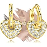 Heart Earrings for Women - Sterling Silver Cubic Zirconia Hoop Earring for Teen Girls Hypoallergenic Colorful Love Heart Shaped Earring Lightweight Dainty Jewelry Gift for Daughter Wife Mom Christmas