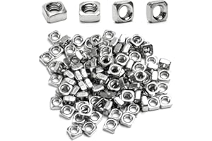 JUVIELICH 200pcs M3-0.5 Square Nuts,M3 Square Nut,304 Stainless Steel,Metric,M3 x 0.5mm Tiny Nuts Coarse Thread Fasteners for 3D Prints Home Repairs and Professional Engineering