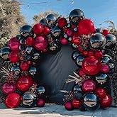 Black Red Balloons Thick Double Stuffed Black Burgundy Balloon Garland Arch Kit for Gothic Vampire Till Death Do Us Rip To Twenties Halloween Birthday Party Decorations