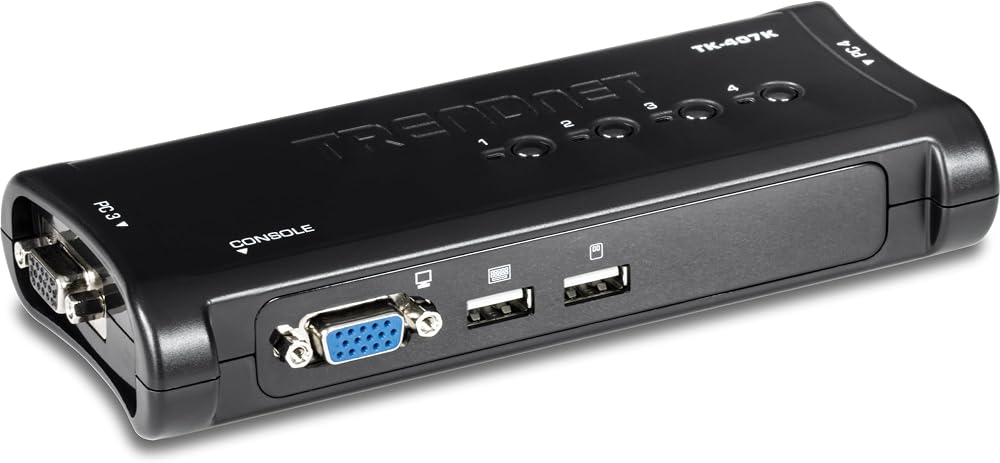 TRENDnet TK-407K 4-Port USB KVM Switch Kit VGA High Resolution 2048x1536