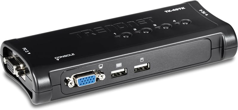 TRENDnet TK-407K 4-Port USB KVM Switch Kit VGA High Resolution 2048x1536