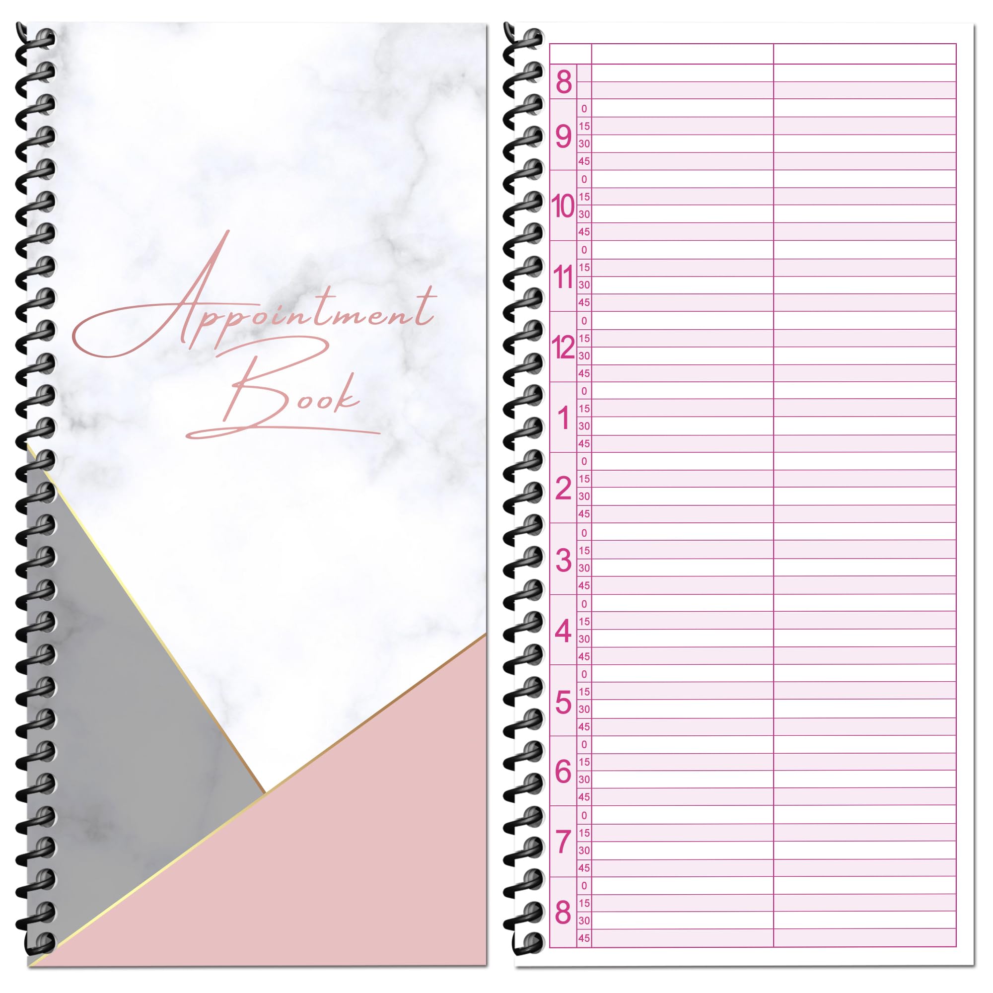 Beauty Stationery Appointment Book - Daily and Weekly Planner with Hard Cover and 70 Undated Pages - Hairdressing and Salon Client Record Organisation Essentials - Spiral Wire, Compact - 21x11cm