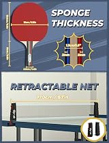 Glymnis Table Tennis Set with Retractable Net Bats Balls Storage Bag view 5