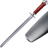 KOPALA Sharpening Steel Knife Sharpener Rod Flat 12 Inches Honing Steel for Knives Red