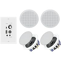 Herdio 6.5 Inch Bluetooth Ceiling Speakers, Home Audio Package in Wall Bluetooth Amplifier Volume Control Receiver Wall Plate