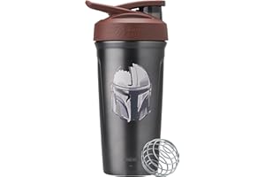 BlenderBottle Star Wars Sport Insulated Stainless Steel Shaker Bottle with Wire Whisk, 24-Ounce, Mandalorian Helmet – Protein Shakes & Hydration for Athletes & Fitness Enthusiasts, Easy Mixing, Keeps Drinks Cold, Lockable Lid