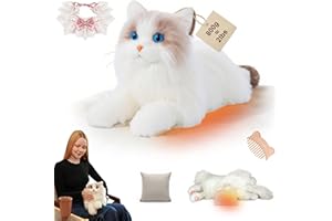 Chongker Microwavable & Weighted Stuffed Animals, 1.7 lbs Heated Stuffed Animal Cat Plushie with Removable Unscented Heating 