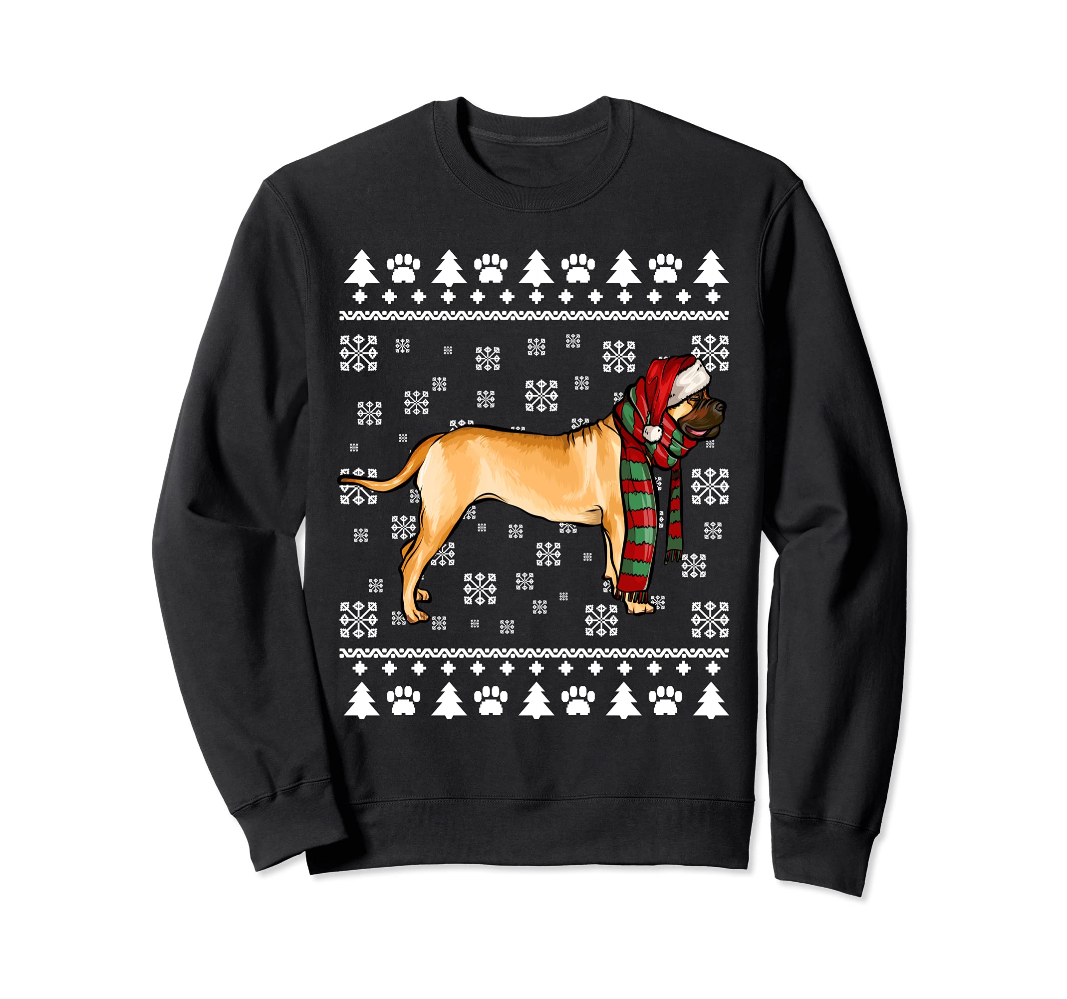 Bullmastiff Dog Santa Hat Xmas Ugly Christmas Sweatshirt