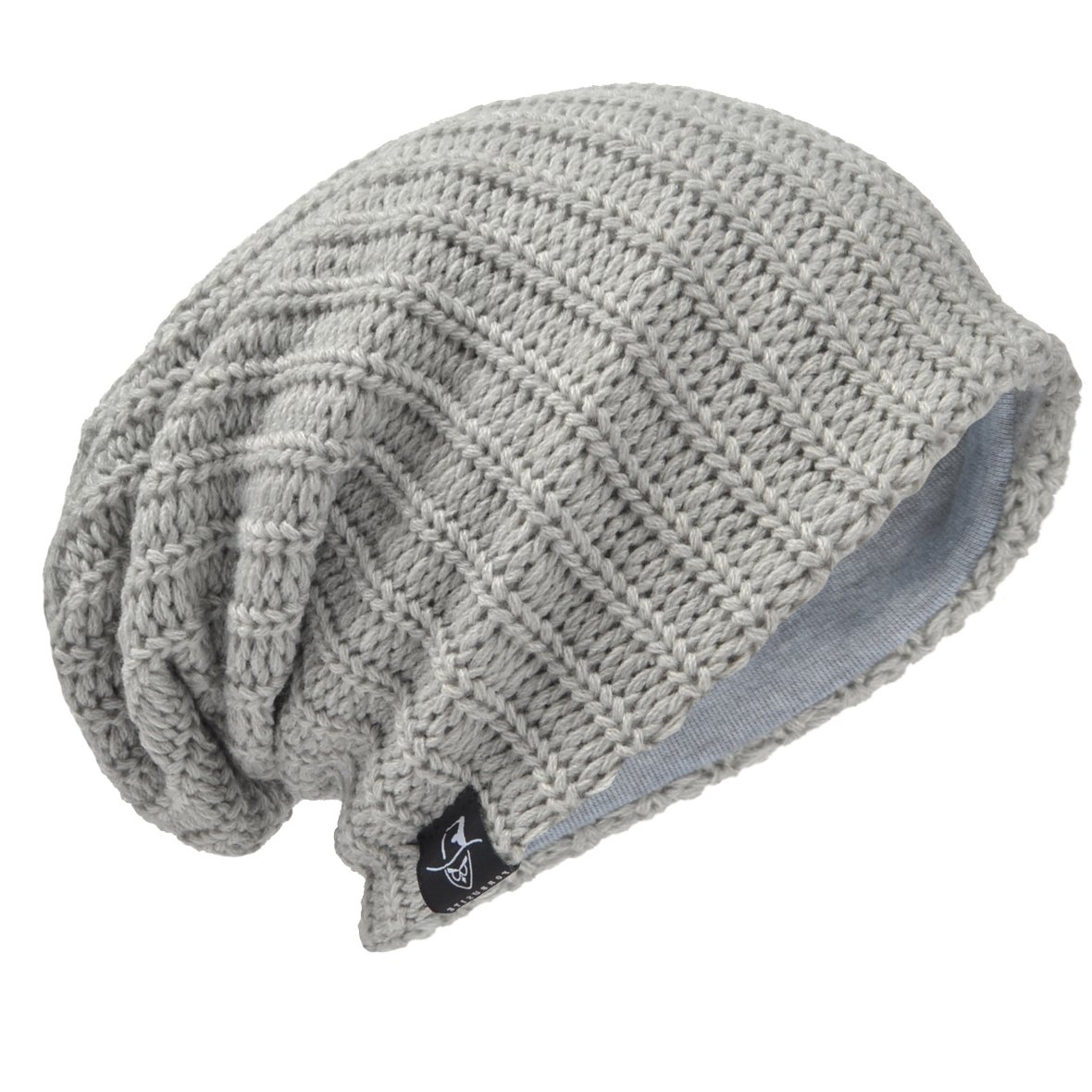 Men Oversize Beanie Slouch Skull Knit Large Baggy Cap Ski Hat B08 (Ribbed-Pale)