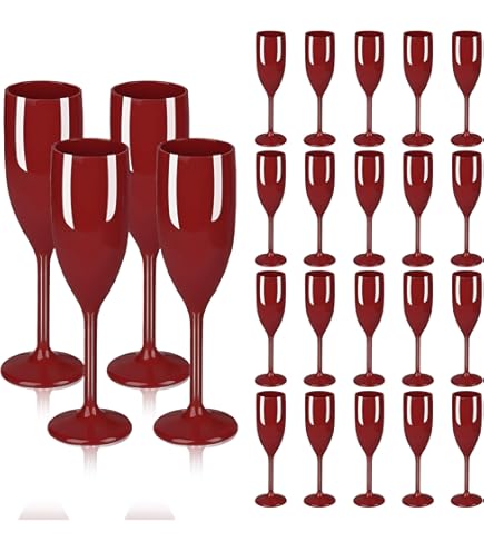 Domensi 40 Pcs Champagne Flutes Bulk 6 Oz Christmas Acrylic Wine Glasses Toasting Goblet Unbreakable Plastic High Stem Champagne Cups For Wedding - View #8