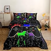 ROWADALO 5 Pieces Gaming Bedding Set for Boys Gamer Comforter Set Twin Size,Game Controller Comforter for Boys Kids Adult 3D Gamepad Microfiber Bedding Sets 5 Pieces Bed in A Bag,DJT H5001 Twin