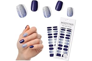 MOOYIYAN Gloss Nail Strips|Uv Free|22 Pcs,Gel Nail Stickers|Long Lasting Two Weeks and Easy to Apply&Remove|Dazzle Blue