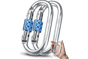XTEK Climbing Carabiner Clip – UIAA Certified 25 kN 5620 LB, Large Heavy Duty Carabiners for Climbing: Oval-Shape, Screw Locking Steel Caribeener Clips, Hammocks, Hiking, Camping – Durable & Tested