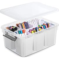 Citylife 17 QT Plastic Storage Bins with 6 Detachable Inserts Clear Storage Box with Lids Multipurpose Stackable Storage Cont