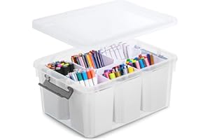 Citylife 17 QT Plastic Storage Bins with 6 Detachable Inserts Clear Storage Box with Lids Multipurpose Stackable Storage Cont
