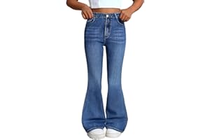 Girls Vintage Flare Jeans High Waist Straight Bell-Bottom Denim Pants Teen Kids Baggy Wide Y2k Denim Pants with