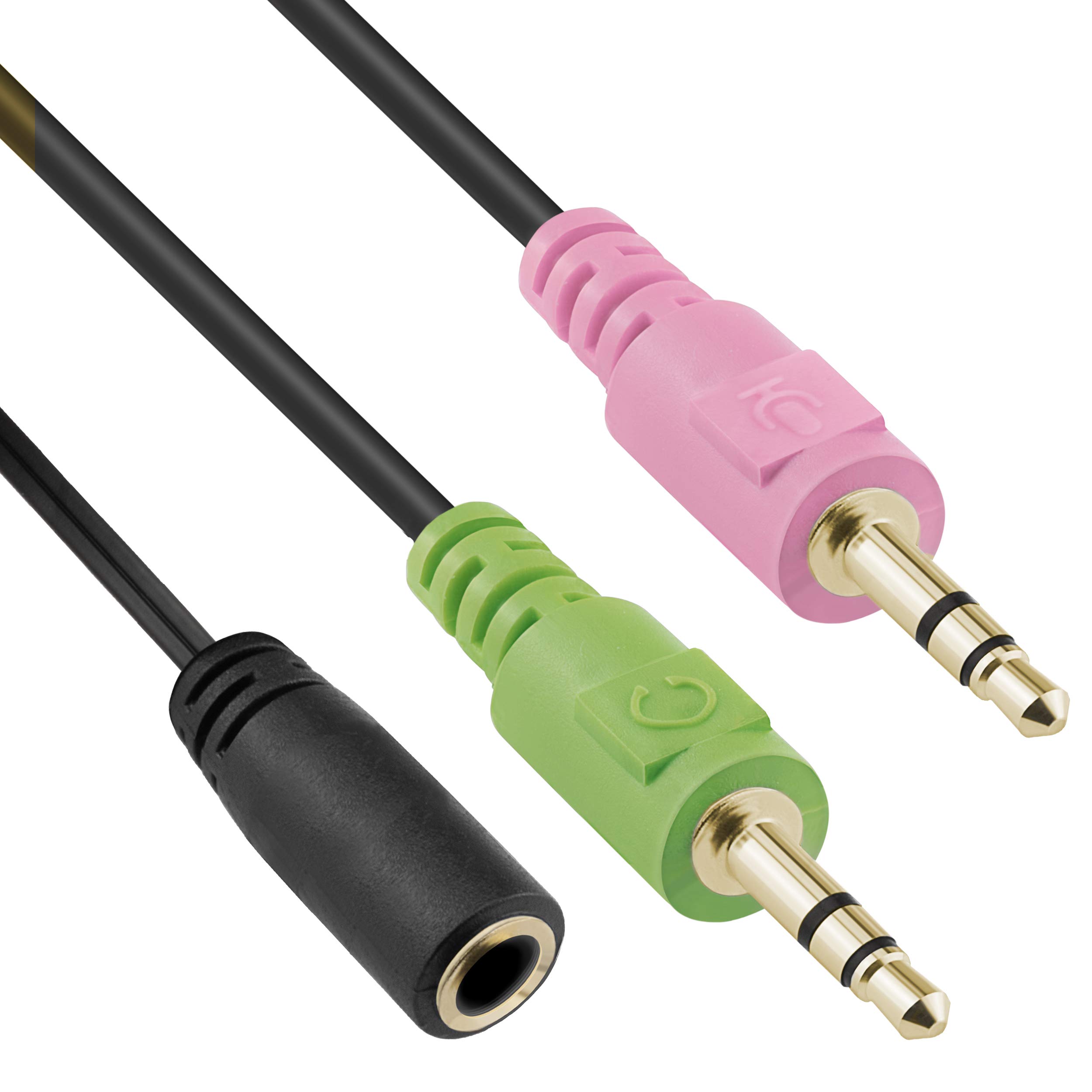 mumbi Headset Jack Adaptor Cable 2 x 3.5 mm to 1 x Jack Socket