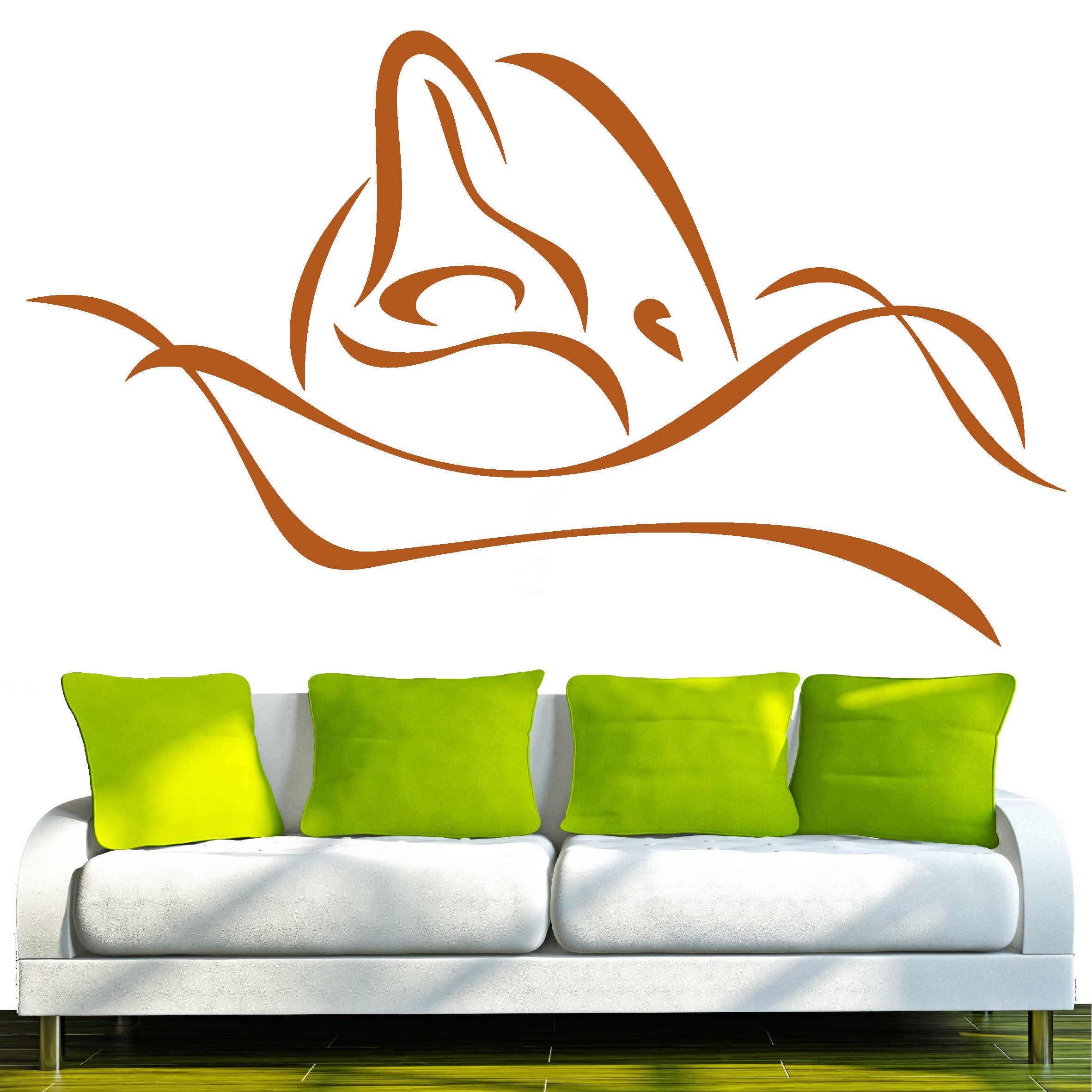 INDIGOS 4051095771753 Wall Sticker Vinyl Wall Art Sticker D243 Beautiful Dolphin Tribal, Hazelnut, 40 x 23 x 1 cm