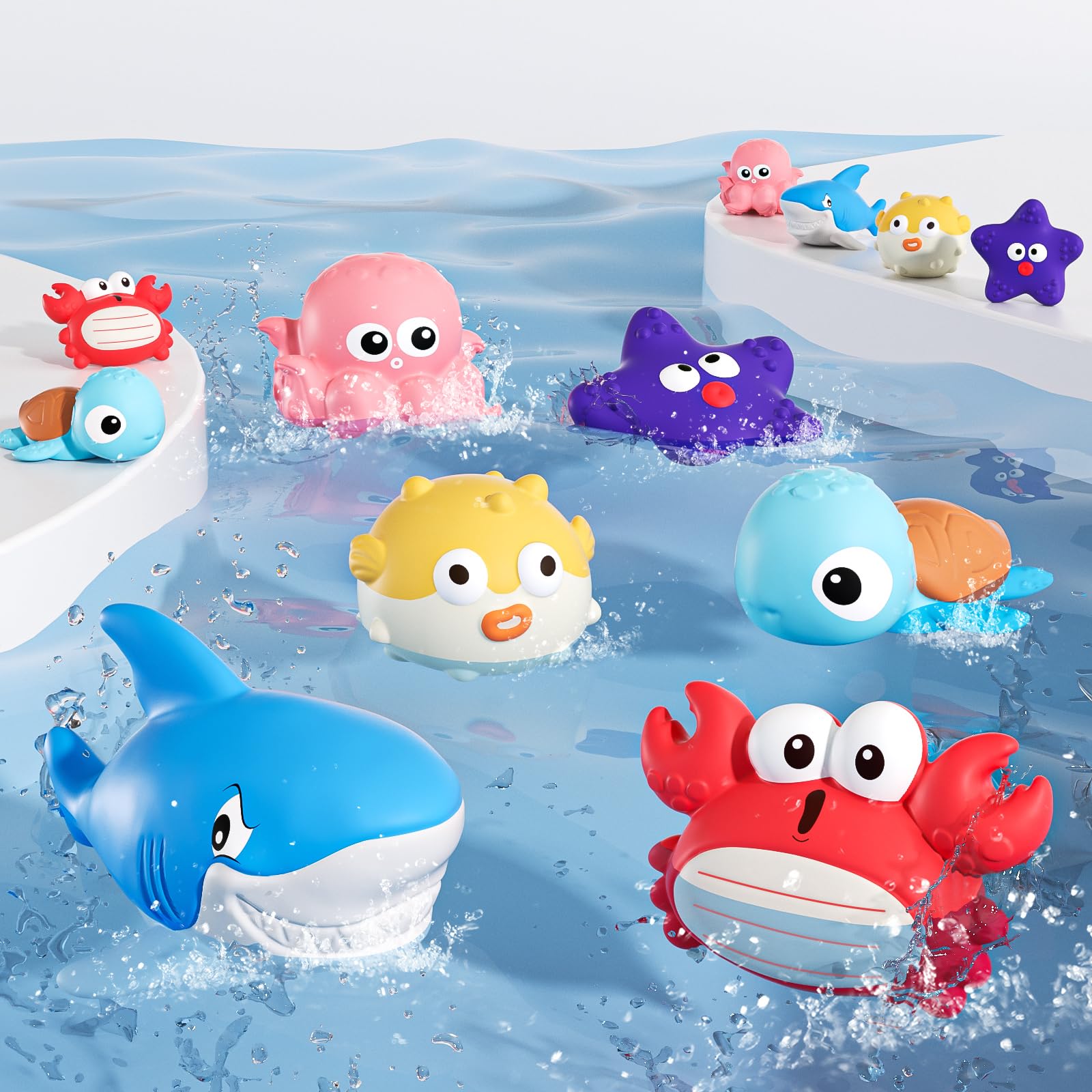 XAWACAH Bath Toys for Toddlers 6-12-18 Month, Bathtub Toys with 6 Baby Bath Animals, No-Hole Design Keeps Dry, Floating Toys Set for Baby 1 Year Old Boys & Girls (6 Pack)