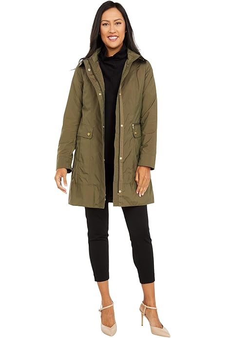 DKNY Anorak Water Resistant Trench Coat In Black - Main Image