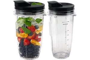 24OZ Blender Cup for Nutri Ninja Blender Cup with Lid for Blender BL450 BL454 Auto-iQ BL480 BL481 BL482 BL687 (2-Pack)