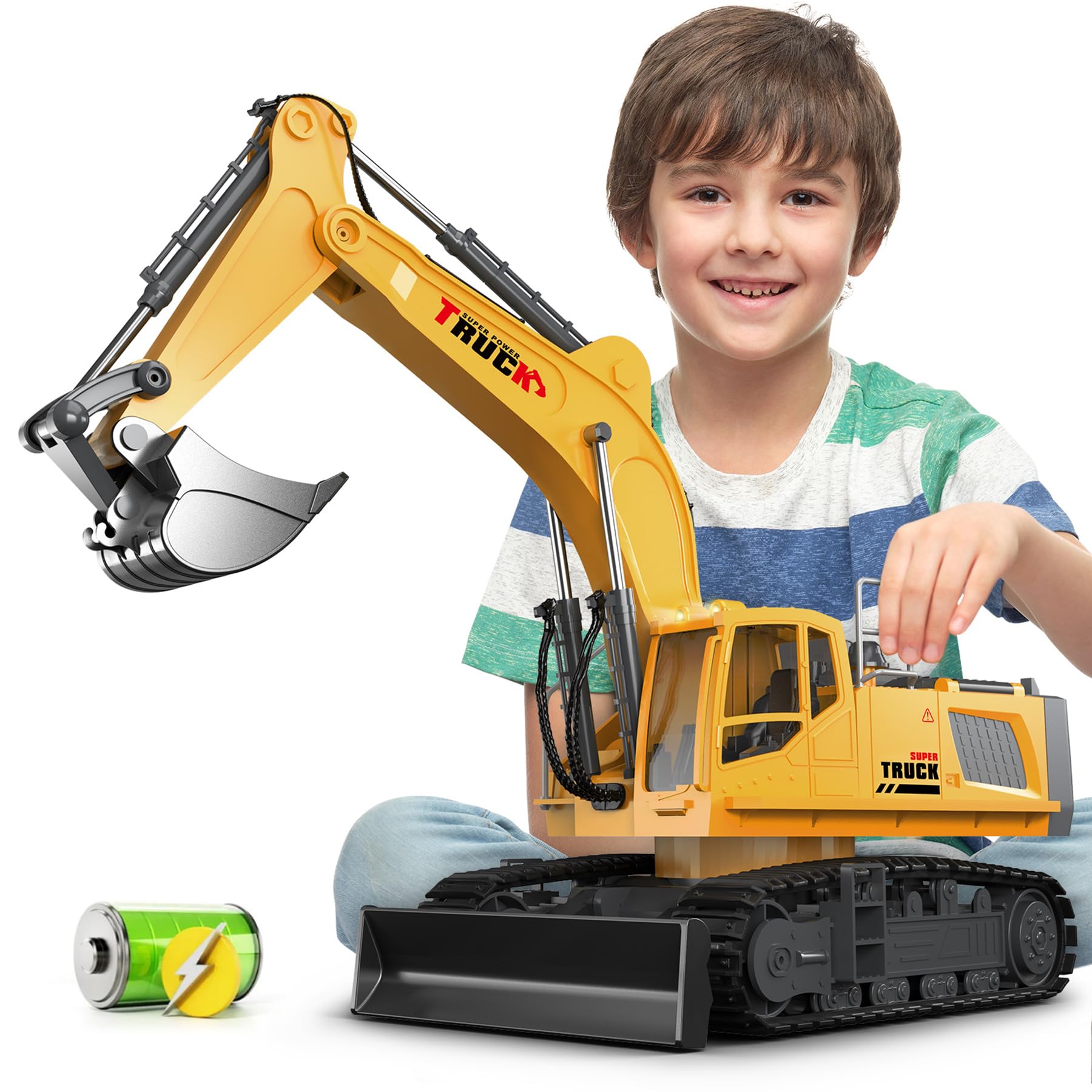 thumbnail interactive-video image 1 of Remote Control Construction Vehicle NOKA RC Excavator Toy - 1:18 Scale With Metal Shovel & Sounds Blue Smoke Effect RC Toy 1 of 13