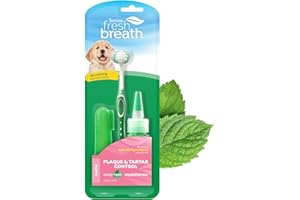 TropiClean Fresh Breath Toothbrush and Toothpaste Kit for Puppies, Teeth Cleaning Kit to Prevent Plaque & Tartar, Breath Freshener, Dog Dental Care
