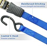 Ohuhu Ratchet Straps 4 Pack 4.6m x 25mm 680kg Break Strength Blue view 4