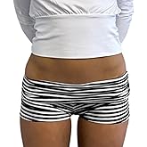 Y2k Fold Over Mini Shorts for Women Low Rise Elastic Micro Shorts Slim Fit Pajama Bottoms Loungewear