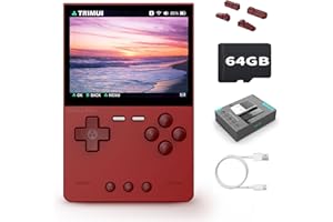 WESICH Trimui Brick Retro Game Console 3.2-Inches 1024x768 IPS Screen Built-in 64G TF Card Video Gaming Consoles 3000mAh Lithium Battery Supports Multiple Simulators Casual Game Console(Red)