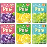 Kanro Japanese Pure Gummy Candy Assortments 1.97oz(56g) Pack Of 6 Grape/Lemon/Mascat