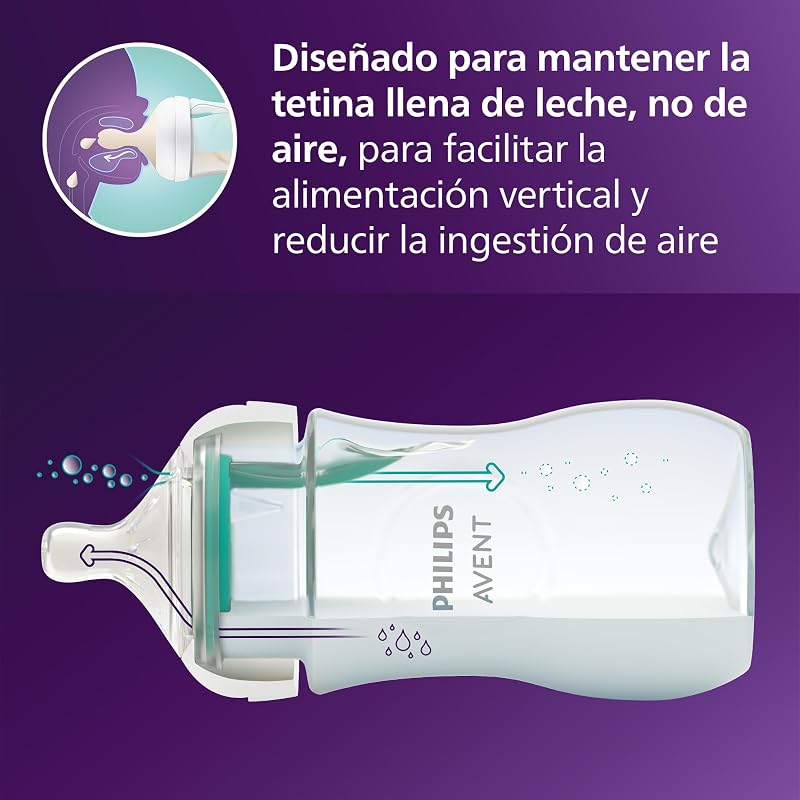 Garrafa philips avent natural response: garrafa de 260 ml com sistema airfree, sem bpa, para recém-nascidos a partir de 1 mês (modelo scy673/01)