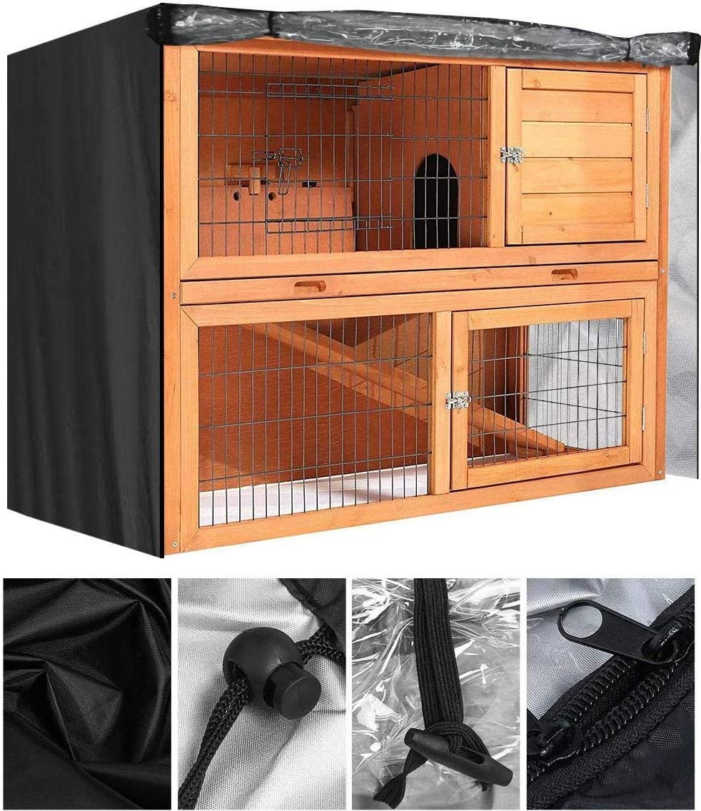 ELR Rabbit Hutch Cover, 4ft Double Rabbit Cage Dust Cover Waterproof 210D Oxford Cloth Bunny Hutch Covers Accessory for Poultry Cage