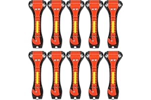 KLSKKJ Car Safety Hammer 10 Pack, Car Emergency Escape Tool Car Window Glass Breaker and Seat Belt Cutter with Light Reflective Tape for Family Rescue, Life Saving Survival Kit