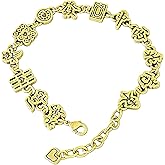 sunglnl Hand Chain Bracelet For Women, Gold Silver Chinese Mahjong Style Beads For Bracelets Stack Adjustable Good Luck Jewelry Gift