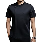 TOPTASK Chef Coat Short Sleeve For Men Lightweight Chef Jacket Single Breasted Chef Clothes Uniform for Kitchen,Restaurant