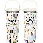 sxmluedn Art Teacher Gifts 30 Oz Art Teachers Insulated Tumbler Cup Teacher Appreciation Gifts For Women Men Travel Mug With Straw And Handle