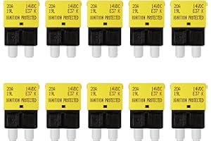 Jamgoer 20 Amp Auto Reset Circuit Breaker ATC/ATO Resettable Fuses Low Profile Automotive Satandard Blade Fuse DC12V-32V for Car Truck RV Marine Boat 10 Pack